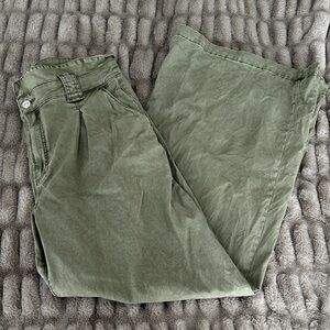 PAIGE Olive Green Wide Leg Harper Pants